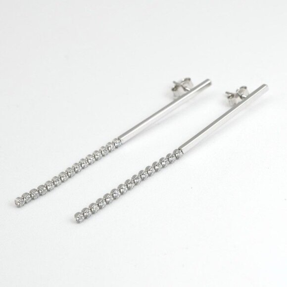 Celine Earrings Earring Silver Bijou Bar Rhinestone